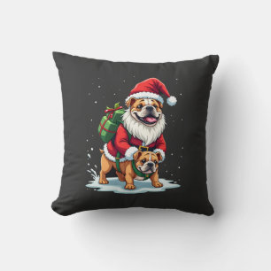 Gnom Reitet Englische Bulldogge Weihnachten Xmas J Kissen