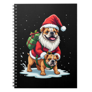 Gnom Reitet Englische Bulldogge Weihnachten Xmas J Notizblock