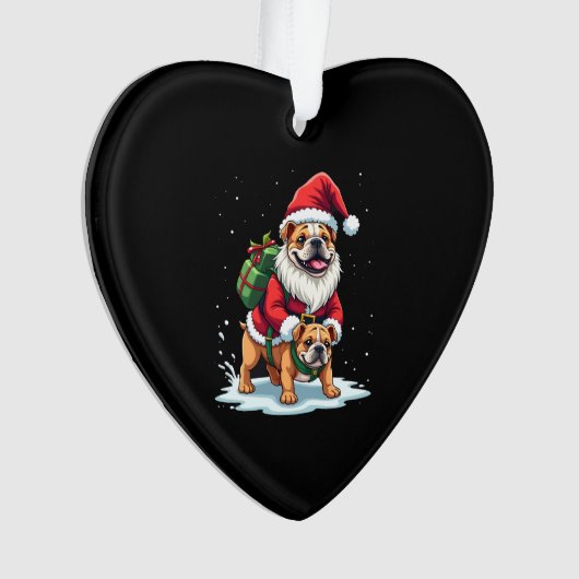 Gnom Reitet Englische Bulldogge Weihnachten Xmas J Ornament (Vorderseite)