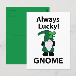 Gnom Shamrock Glückspilz St. Patricks Tag Gnom Postkarte