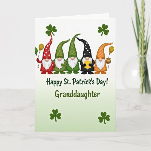 Gnom St. Patrick's Day Enkelin Karte (Vorderseite)