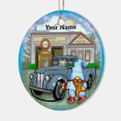Gnom-Tankstelle Keramik Ornament (Links)