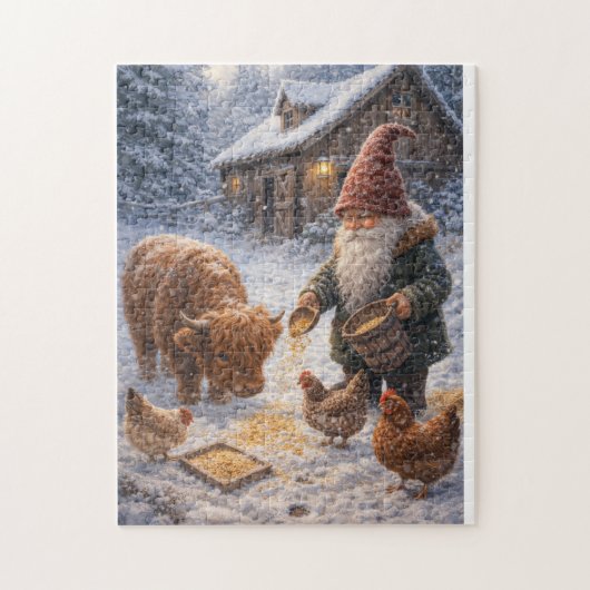 Gnom und Mini-Hochlandkuh Puzzle (Vertikal)