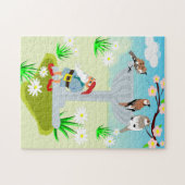 Gnom- und Vogelbad-Puzzle Puzzle (Horizontal)