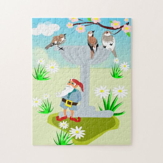 Gnom- und Vogelbad-Puzzle Puzzle (Vertikal)