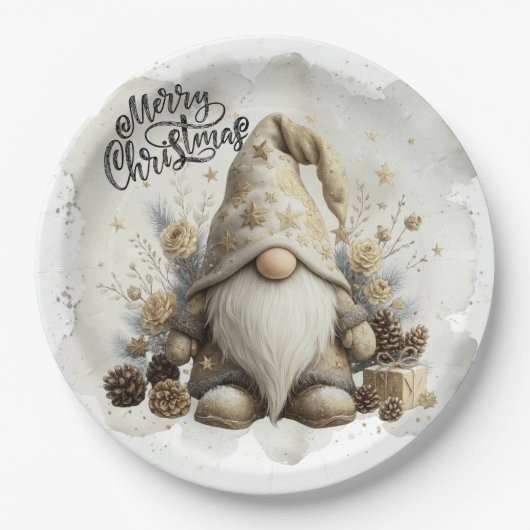 Gnom-Weihnachtsplatte Pappteller (Vorderseite)