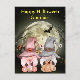 Gnom-Zauberinnen Vollmond Frohe Halloween Postkarte