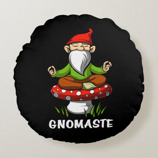 Gnomaste Zen-Yoga-Gartengnome-Meditation Rundes Kissen (Vorderseite)