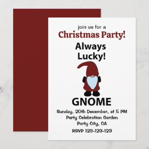 Gnome Always Lucky Gnome Weihnachtsgebäck Party Einladung