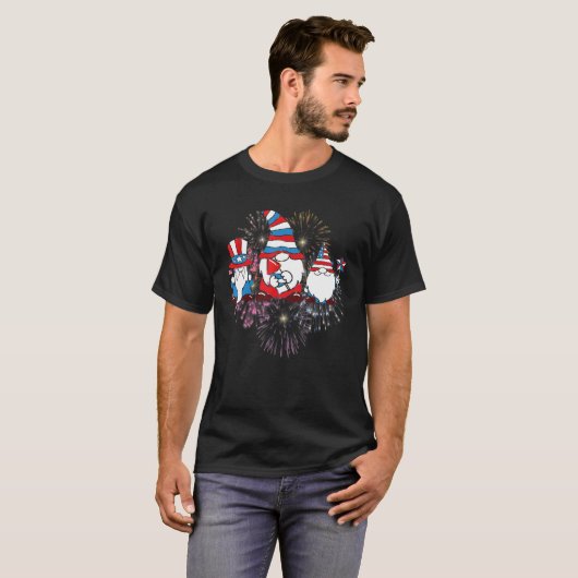 Gnome American Flag 4. Juli Merica Männer Frauen U T-Shirt (Vorne ganz)