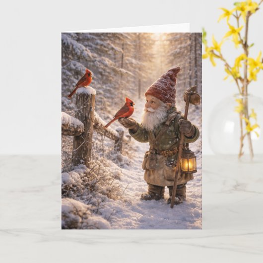 Gnome and Cardinal Karte (Gelbe Blume)