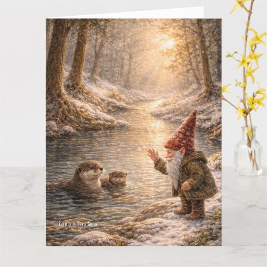 Gnome and Otter  Karte (Gelbe Blume)