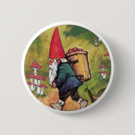 Gnome-Apple-Korb-Schnecke-Pilz-Fantasie Button (Vorderseite)