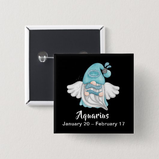 Gnome Aquarius Astrologie Signature Angel Pinback Button (Vorne & Hinten)