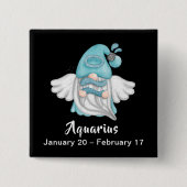 Gnome Aquarius Astrologie Signature Angel Pinback Button (Vorderseite)