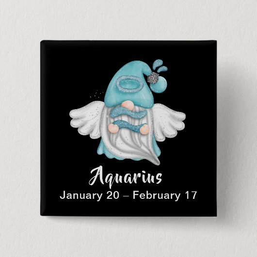 Gnome Aquarius Astrologie Signature Angel Pinback Button (Vorderseite)