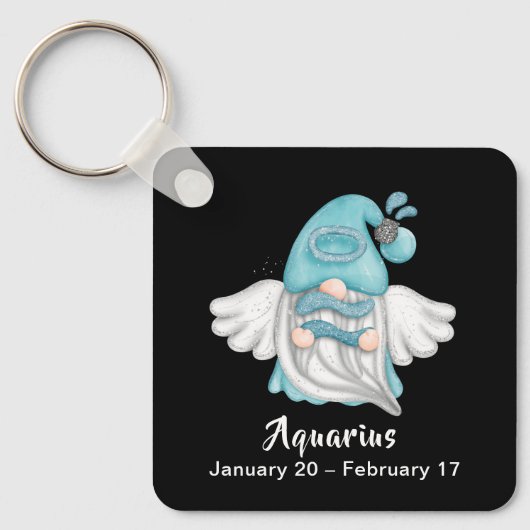 Gnome Aquarius Astrologie Signaturengel Schlüssela Schlüsselanhänger (Vorderseite)