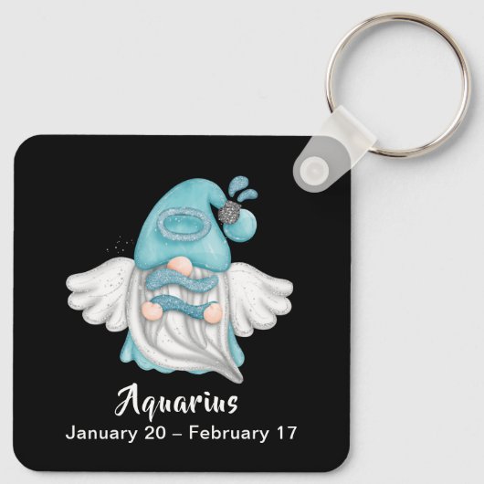 Gnome Aquarius Astrologie Signaturengel Schlüssela Schlüsselanhänger (Rückseite)