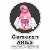 Gnome Aries Astrologie signieren Engel 8" Vinyl St Aufkleber (Vorderseite)