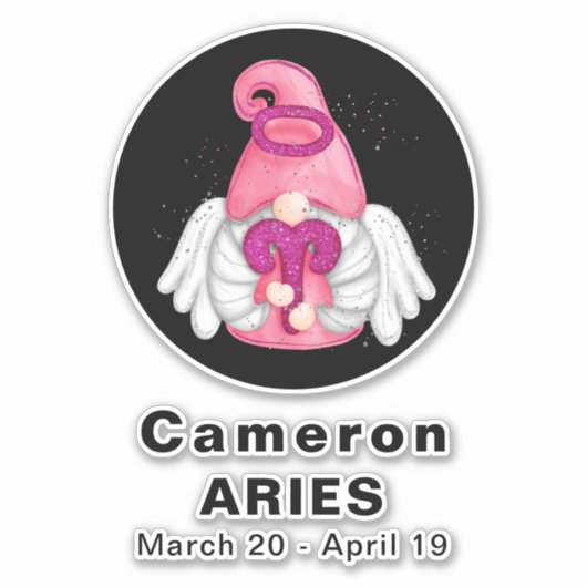 Gnome Aries Astrologie signieren Engel 8" Vinyl St Aufkleber (Vorderseite)