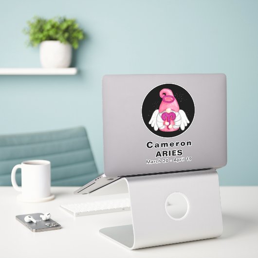 Gnome Aries Astrologie signieren Engel 8" Vinyl St Aufkleber (Laptop auf Schreibtisch)