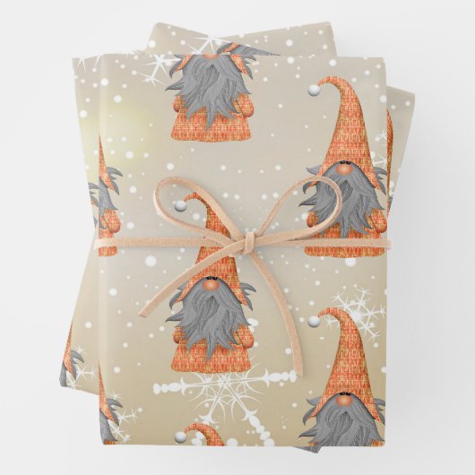 Gnome auf Beige Hintergrund Geschenkpapier Set (Beispiel)