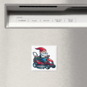 Gnome auf dem Rasenmäher mit Blume-Korb Magnet (In Situ (Geschirrspüler))