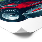 Gnome auf dem Rasenmäher mit Blume-Korb Poster (Ecke)