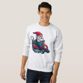 Gnome auf dem Rasenmäher mit Blume-Korb Sweatshirt (Vorne ganz)