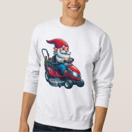 Gnome auf dem Rasenmäher mit Blume-Korb Sweatshirt
