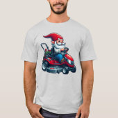 Gnome auf dem Rasenmäher mit Blume-Korb T-Shirt (Vorderseite)