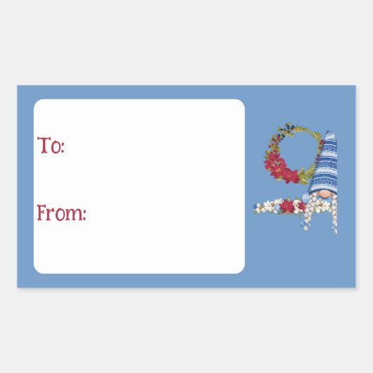 Gnome auf der Zuhause Gift-Tag Rechteckiger Aufkleber (Vorderseite)