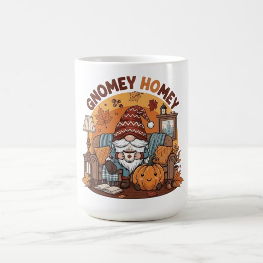 Gnome auf der Zuhause, saisonale Kürbiskonstruktio Kaffeetasse (Mittel)
