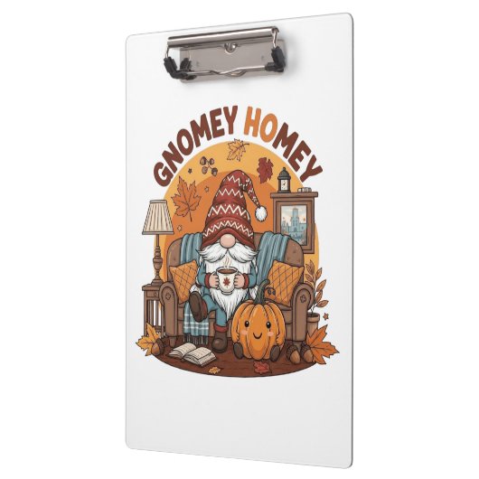 Gnome auf der Zuhause, saisonale Kürbiskonstruktio Klemmbrett (Links)