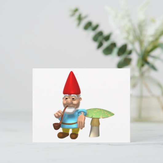 Gnome auf Pilz Postkarte (Stehend Vorderseite)