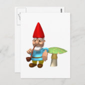 Gnome auf Pilz Postkarte (Vorne/Hinten)