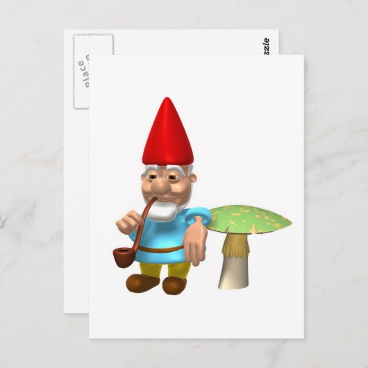 Gnome auf Pilz Postkarte (Vorne/Hinten)