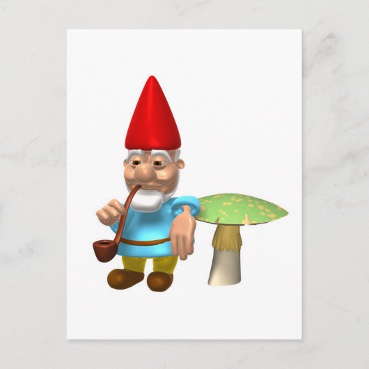 Gnome auf Pilz Postkarte (Vorderseite)