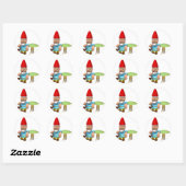 Gnome auf Pilz Runder Aufkleber (Blatt)