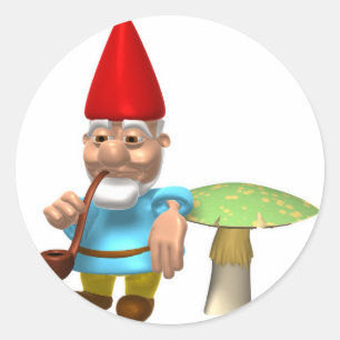 Gnome auf Pilz Runder Aufkleber
