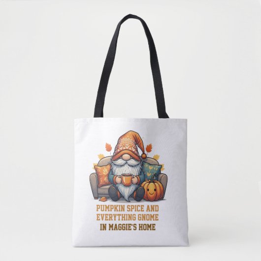 Gnome auf Zuhause gemütlich - Kürbisdesign Tasche (Vorderseite)