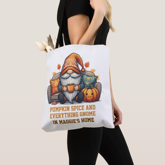 Gnome auf Zuhause gemütlich - Kürbisdesign Tasche (Von Nahem)
