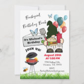 Gnome Barbecue Birthday Bash Party Einladung (Vorderseite)