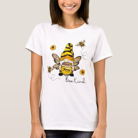 Gnome Bee Kind Sonnenblume Ladie T - Shirt (Vorderseite)