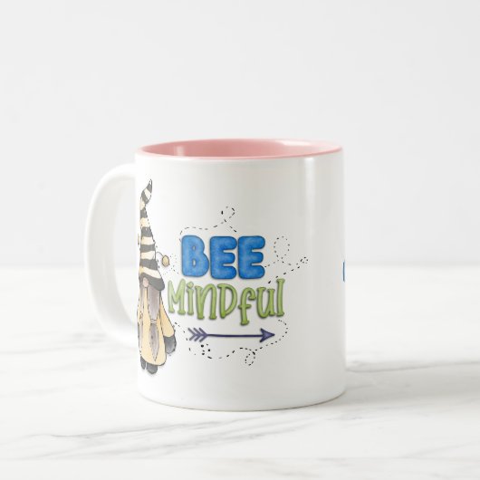 Gnome Bee Kind Zweifarbige Tasse (Vorderseite Links)