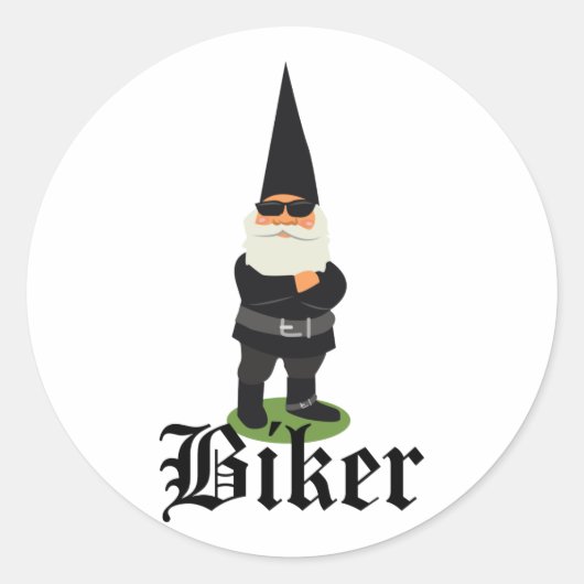 Gnome Biker Runder Aufkleber (Vorderseite)