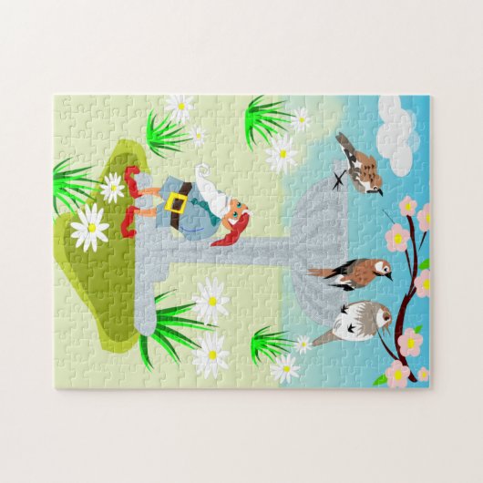 Gnome & Bird Bath Puzzle (Horizontal)