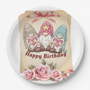 Gnome Birthday singen Pappteller