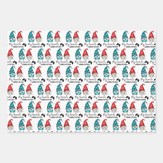 Gnome Birthday Wrapping Paper Flat Sheet Set 3 Geschenkpapier Set (Vorderseite)