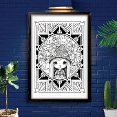 Gnome Blume Mandala Adult Coloring Poster